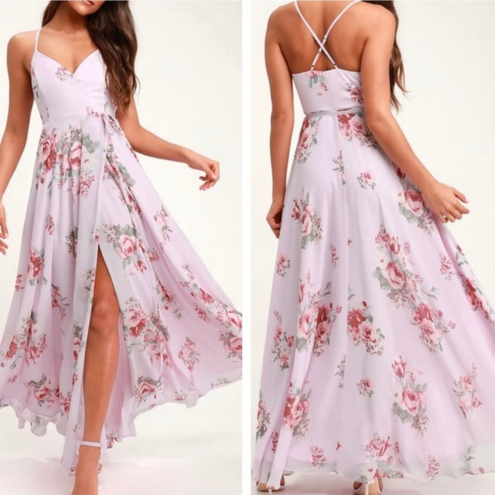 Lulu’s Elegantly Inclined Floral Wrap Dress, size large.  NWT.  See description.